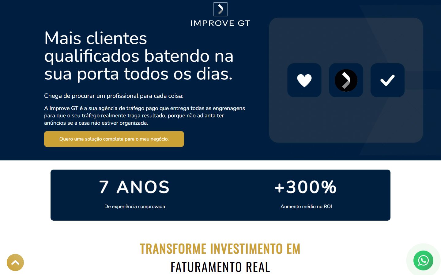 Página da Improve GT no computador
