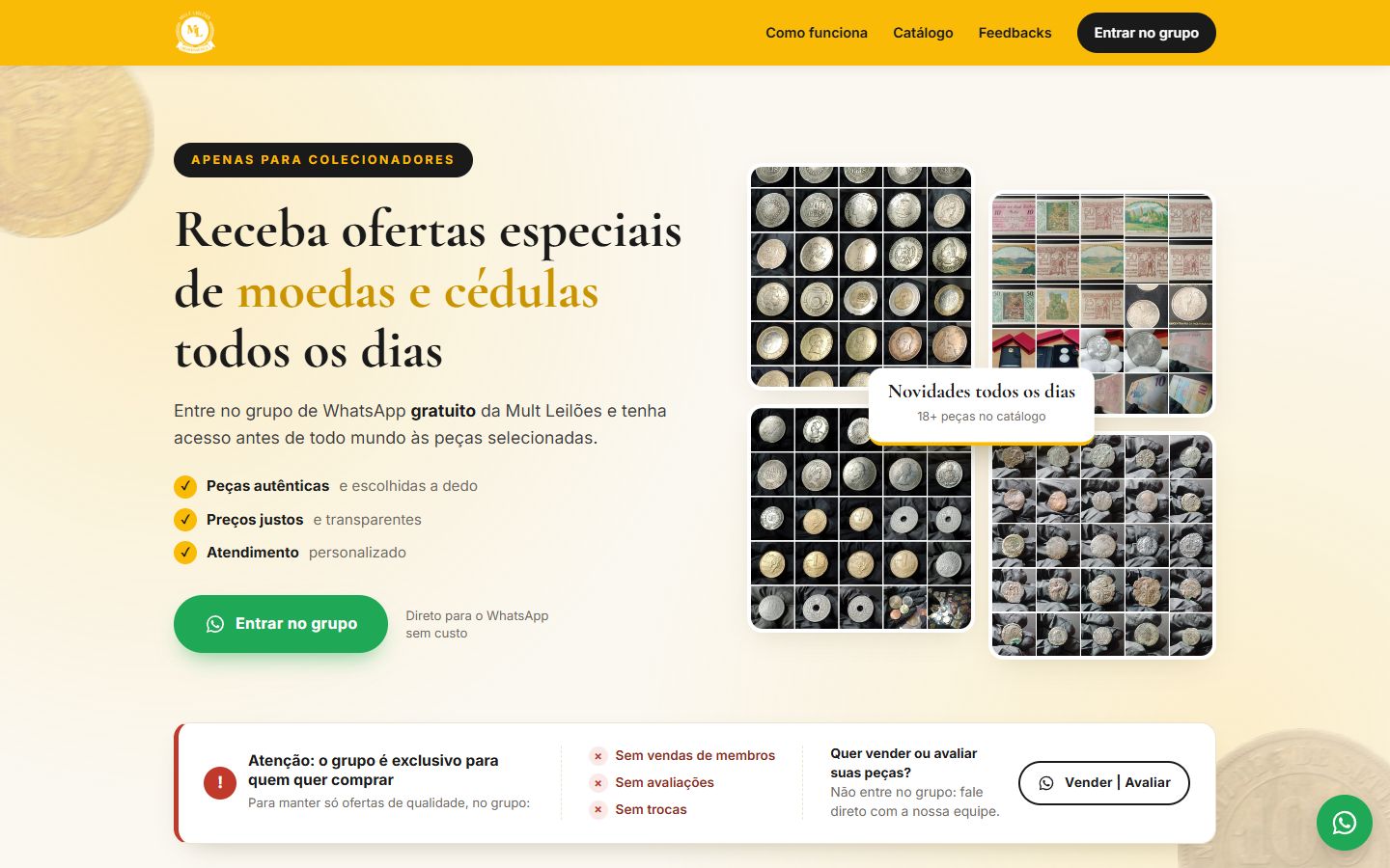 Página da Mult Leilões no computador